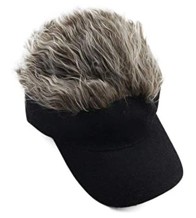 Visors Flair Hair Sun Visor Cap with Fake Hair Wig Baseball Cap Hat - Color2* - CA18SA6T9SO $28.58