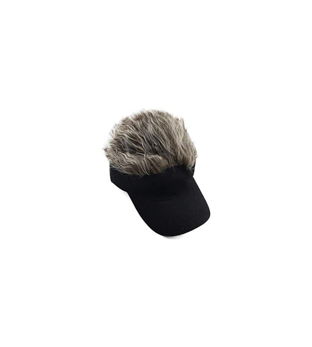 Visors Flair Hair Sun Visor Cap with Fake Hair Wig Baseball Cap Hat - Color2* - CA18SA6T9SO $28.58