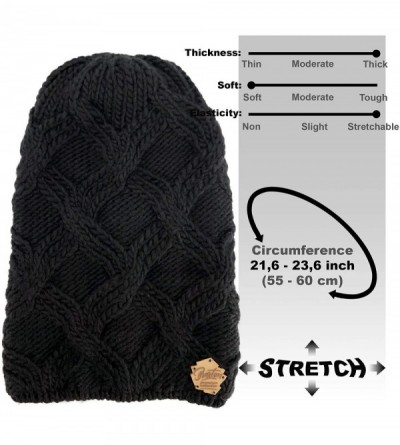 Skullies & Beanies Women - Warm Soft Fleece Knit Slouchy Beanie - Wool Winter Cap - Black - C0186HX4X2G $13.83