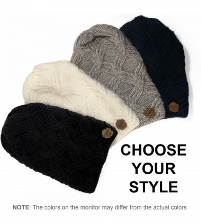 Skullies & Beanies Women - Warm Soft Fleece Knit Slouchy Beanie - Wool Winter Cap - Black - C0186HX4X2G $13.83