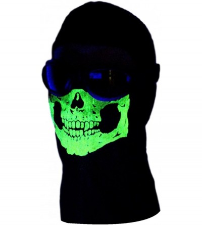 Balaclavas American Made Adult 2 Eye Hole Glowing Skull Ghost Ski Mask Long Neck Balaclava Black - CZ116EP0SO5 $13.98