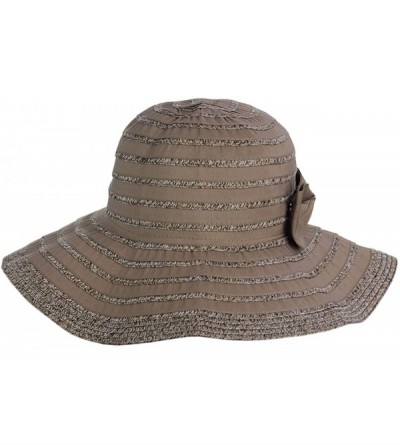 Sun Hats Women's Two Tone Weaved Removable Bow Floppy Brim Sun Hat - Latte - CO12CU9T9FR $12.49