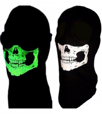 Balaclavas American Made Adult 2 Eye Hole Glowing Skull Ghost Ski Mask Long Neck Balaclava Black - CZ116EP0SO5 $13.98