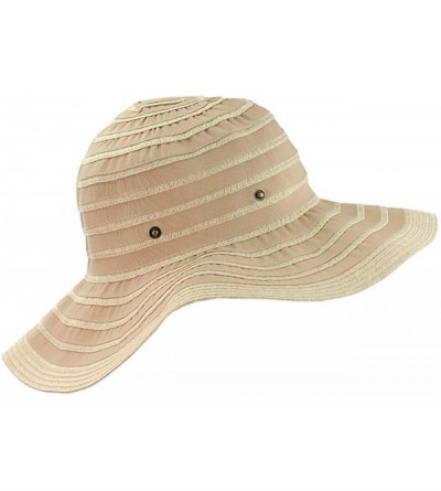 Sun Hats Women's Two Tone Weaved Removable Bow Floppy Brim Sun Hat - Latte - CO12CU9T9FR $12.49