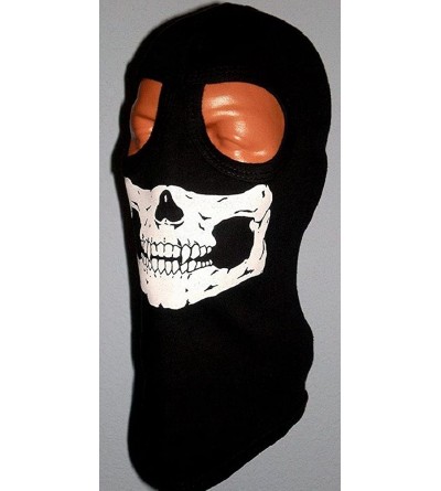 Balaclavas American Made Adult 2 Eye Hole Glowing Skull Ghost Ski Mask Long Neck Balaclava Black - CZ116EP0SO5 $13.98