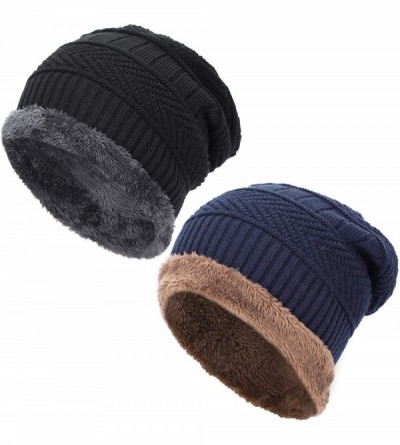 Skullies & Beanies Oversized Unisex Fleece Lined Slouchy Beanie Soft Thick Warm Winter Knitted Beanie Ski Hat - CF18I89O84O $...