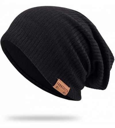 Skullies & Beanies Large Beanie for Men Winter Oversized Knit Cap Womens Slouchy Hat B309 - B011s-black - CJ18Z8SAGAC $9.68