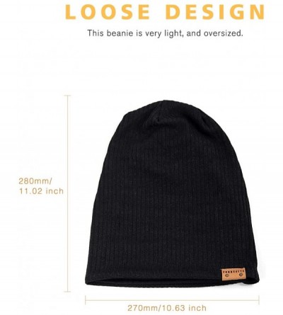 Skullies & Beanies Large Beanie for Men Winter Oversized Knit Cap Womens Slouchy Hat B309 - B011s-black - CJ18Z8SAGAC $9.68