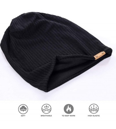 Skullies & Beanies Large Beanie for Men Winter Oversized Knit Cap Womens Slouchy Hat B309 - B011s-black - CJ18Z8SAGAC $9.68
