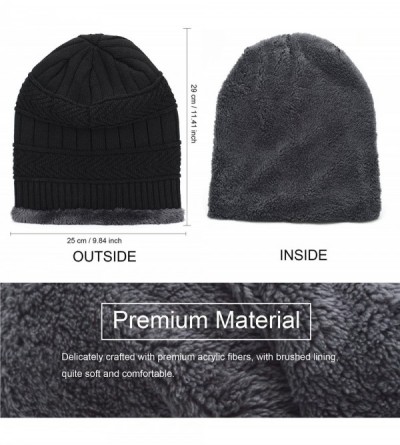 Skullies & Beanies Oversized Unisex Fleece Lined Slouchy Beanie Soft Thick Warm Winter Knitted Beanie Ski Hat - CF18I89O84O $...