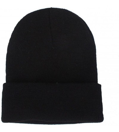 Skullies & Beanies Unisex Cuff Warm Winter Hat Knit Plain Skull Beanie Toboggan Knit Hat/Cap - Black - CL1865L6H3E $15.92