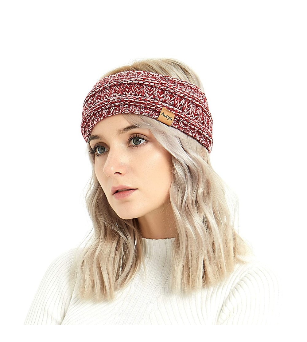 Cold Weather Headbands Winter Warm Cable Knit headband Head Wrap Ear Warmer for Women(Red/White Mix) - Red/White Mix - CK18MG...