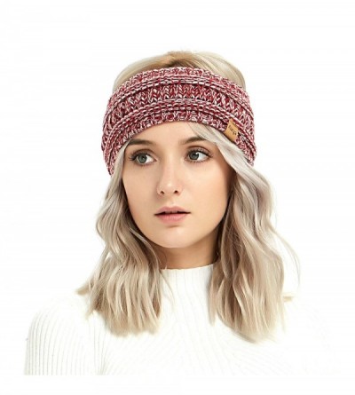 Cold Weather Headbands Winter Warm Cable Knit headband Head Wrap Ear Warmer for Women(Red/White Mix) - Red/White Mix - CK18MG...