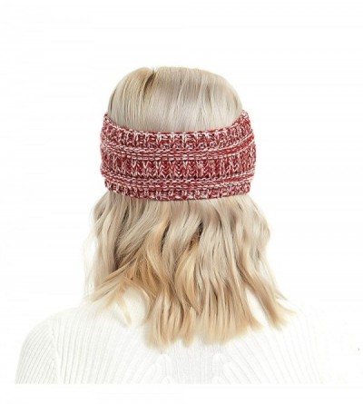 Cold Weather Headbands Winter Warm Cable Knit headband Head Wrap Ear Warmer for Women(Red/White Mix) - Red/White Mix - CK18MG...