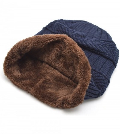 Skullies & Beanies Oversized Unisex Fleece Lined Slouchy Beanie Soft Thick Warm Winter Knitted Beanie Ski Hat - CF18I89O84O $...