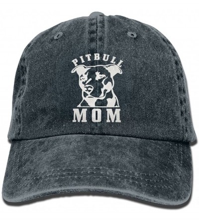 Baseball Caps Proud Pitbull Mom Hipster Unisex Denim Jeans Adjustable Baseball Hat Hip-Hop Cap Gift for Women - Navy - CI1803...