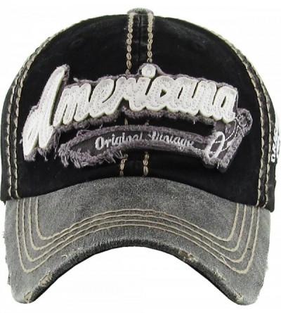 Baseball Caps Eagle and Free Spirit Distressed Baseball Cap Dad Hat Adjustable Unisex Fashion - (1.7) Black Americana - CP11P...