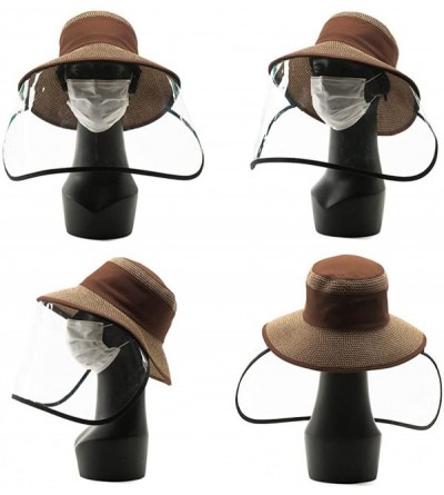 Sun Hats Removable Protective Hat UPF50 Summer Sun Hat for Women Beach Wide Brim Straw Fedora Floppy Panama String - C2199I0Q...