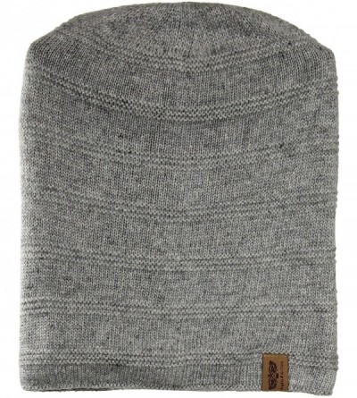 Skullies & Beanies Reversible Winter Knit Slouchy Beanie Hat - Unisex Knitted Slouch Cap - Grey - C112M8JYEG3 $14.40