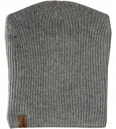 Skullies & Beanies Reversible Winter Knit Slouchy Beanie Hat - Unisex Knitted Slouch Cap - Grey - C112M8JYEG3 $14.40