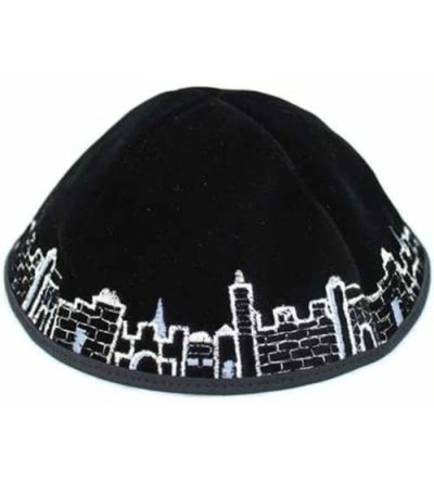 Skullies & Beanies Black Jerusalem Design Kippah - C911CFKPRQR $20.95