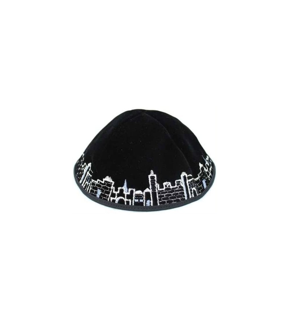 Skullies & Beanies Black Jerusalem Design Kippah - C911CFKPRQR $20.95