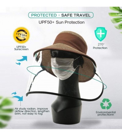 Sun Hats Removable Protective Hat UPF50 Summer Sun Hat for Women Beach Wide Brim Straw Fedora Floppy Panama String - C2199I0Q...