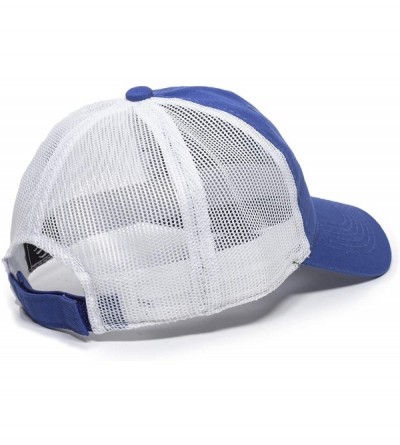 Baseball Caps Garment Washed Meshback Cap - Royal/White - CB114XXAVHN $10.37