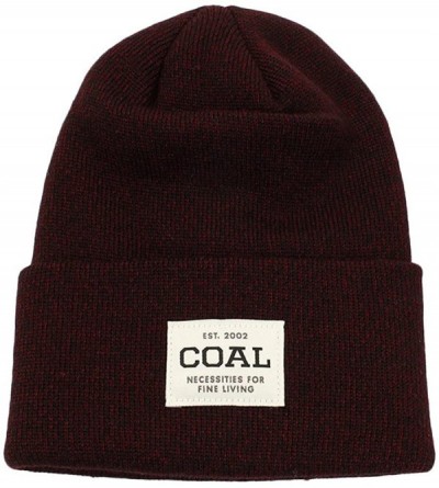 Skullies & Beanies Men's The Uniform Fine Knit Workwear Cuffed Beanie Hat - Dark Burgundy Marl - C712O3Y5B8K $27.27