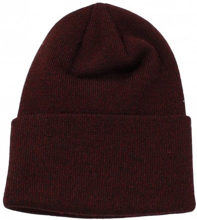 Skullies & Beanies Men's The Uniform Fine Knit Workwear Cuffed Beanie Hat - Dark Burgundy Marl - C712O3Y5B8K $27.27