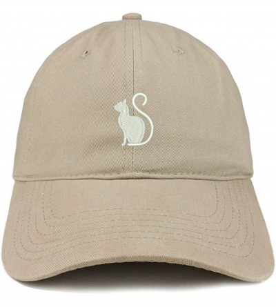 Baseball Caps Cat Image Embroidered Unstructured Cotton Dad Hat - Khaki - CV18S54W2A9 $17.35