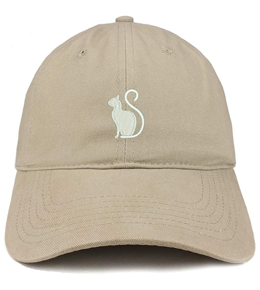 Baseball Caps Cat Image Embroidered Unstructured Cotton Dad Hat - Khaki - CV18S54W2A9 $17.35