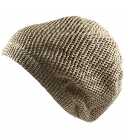 Skullies & Beanies 100% Cotton Mesh Rasta Light Weight Slouchy Beanie - Khaki - CX183M8ONTZ $21.72