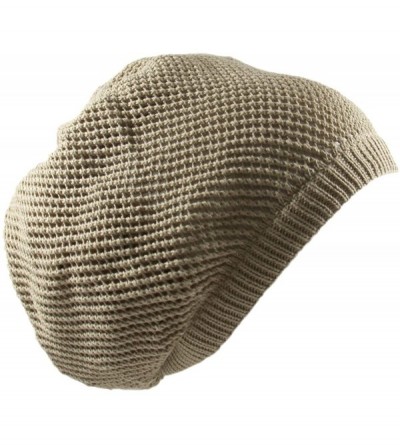 Skullies & Beanies 100% Cotton Mesh Rasta Light Weight Slouchy Beanie - Khaki - CX183M8ONTZ $21.72