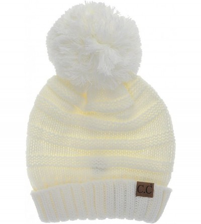 Skullies & Beanies Hatsandscarf CC Exclusives Unisex Oversized Slouchy Beanie with Pom (HAT-6242POM) - Ivory - CD187QT3ZOQ $1...