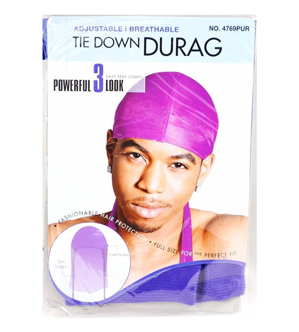 Baseball Caps Du-Rag Tie Down Cap with Tail - Wave Builder Hat- One Size - Purple - CF12F2P87R7 $10.25