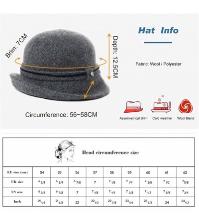 Bucket Hats Womens Wool Blend Winter Bucket 1920s Vintage Derby Hat Fedora Round Fall Bowler 55-59cm - 00090-black - CI18YRG8...