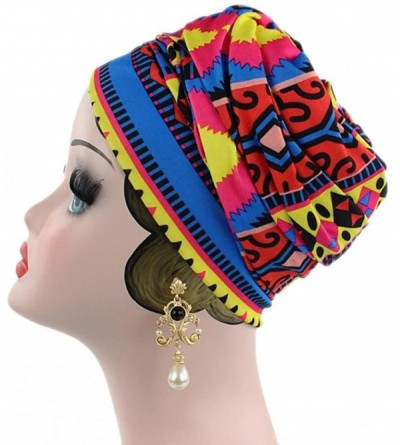 Skullies & Beanies Women's Muslim Print Elastic Scarf Hat Stretch Turban Head Scarves Headwear for Cancer Chemo - A - C318DA9...