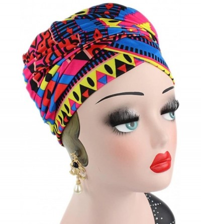 Skullies & Beanies Women's Muslim Print Elastic Scarf Hat Stretch Turban Head Scarves Headwear for Cancer Chemo - A - C318DA9...