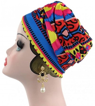Skullies & Beanies Women's Muslim Print Elastic Scarf Hat Stretch Turban Head Scarves Headwear for Cancer Chemo - A - C318DA9...