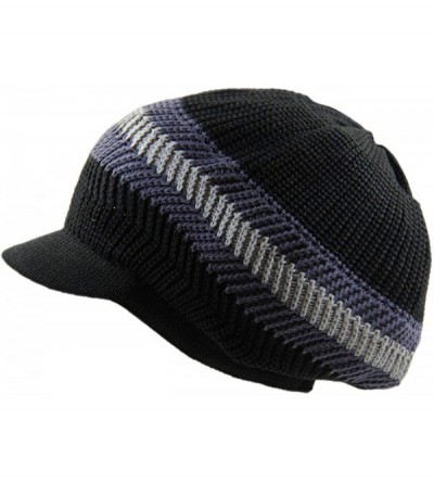 Skullies & Beanies Knitted Cotton Rasta Slouchy Beanie Visor - Black/Gray - CP18T0ICHTS $23.24