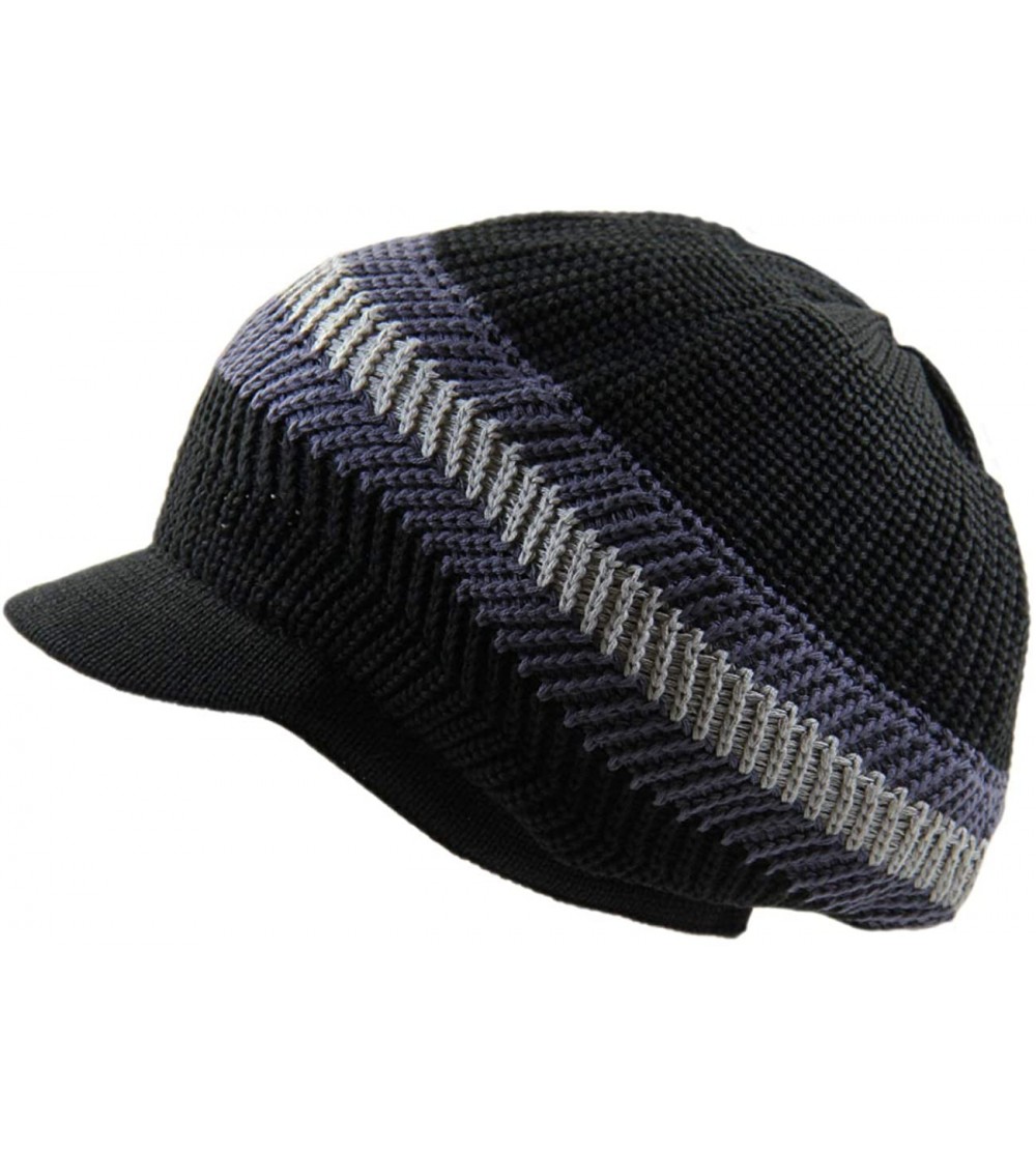 Skullies & Beanies Knitted Cotton Rasta Slouchy Beanie Visor - Black/Gray - CP18T0ICHTS $23.24