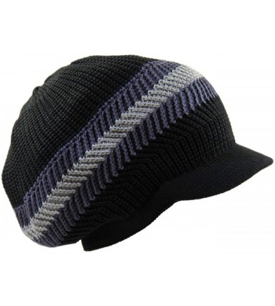 Skullies & Beanies Knitted Cotton Rasta Slouchy Beanie Visor - Black/Gray - CP18T0ICHTS $23.24