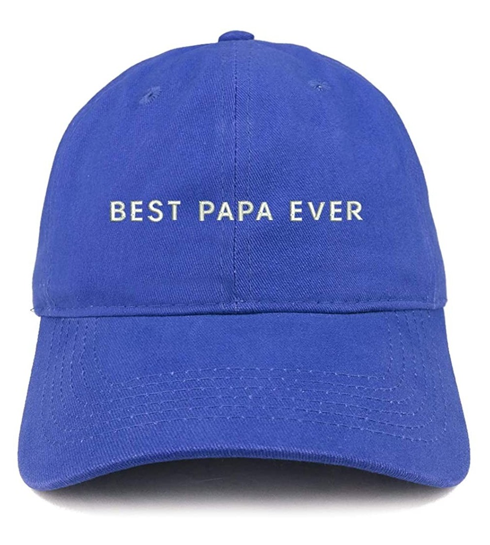 Baseball Caps Best Papa Ever One Line Embroidered Soft Crown 100% Brushed Cotton Cap - Royal - CR183RDNI5U $14.42