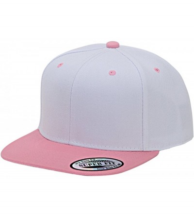 Baseball Caps Blank Adjustable Flat Bill Plain Snapback Hats Caps - White/Pink - C7128U7MWMZ $12.34