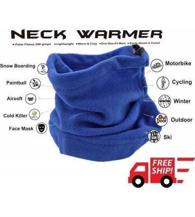 Balaclavas Unisex Fleece Neck Warmer Cold Weather Face Mask Snowboard Scarf Hat 3 in 1 - Blue - CX1888RMONN $7.84