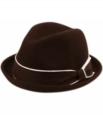 Fedoras Mens Crushable Wool Felt Porkpie Fedora Hats - He11brown - CX18LHAR5ON $29.89