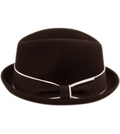 Fedoras Mens Crushable Wool Felt Porkpie Fedora Hats - He11brown - CX18LHAR5ON $29.89