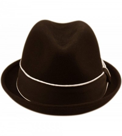 Fedoras Mens Crushable Wool Felt Porkpie Fedora Hats - He11brown - CX18LHAR5ON $29.89