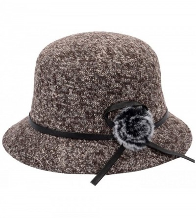 Bucket Hats Women's 1920s Winter Wool Cap Cloche Bucket Bowler Hat Crushable - Coffee-001 - CY187MIGTUO $47.77